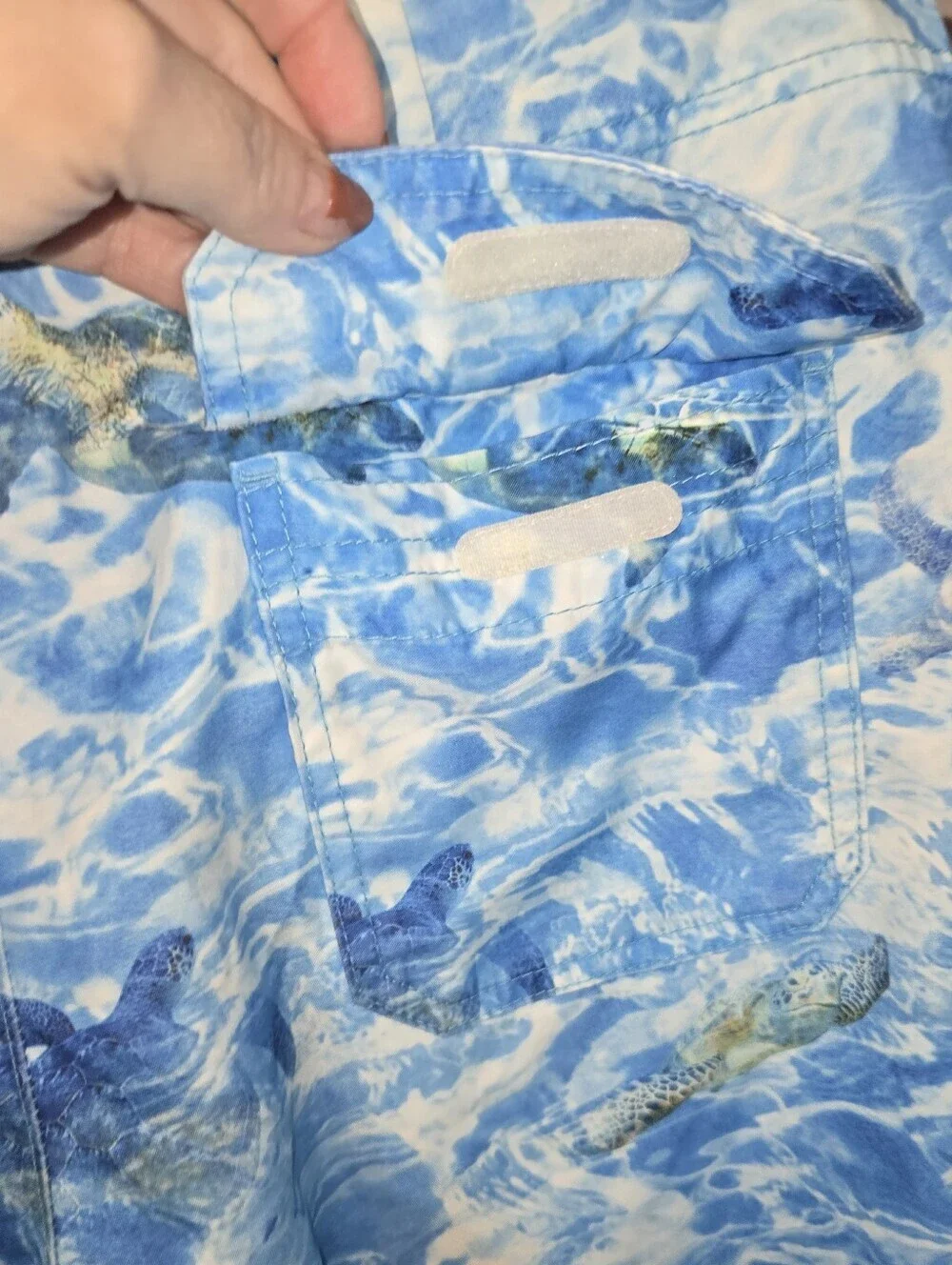 Abercrombie & Fitch Turtle Print Board Shorts Surfer Swim Trunks Men’s Blue Med.